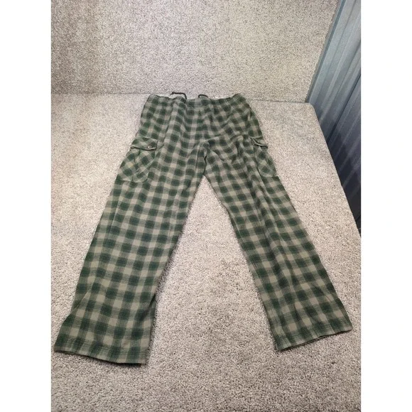 Duluth Trading Co Mens Green Plaid Cargo Lounge Pants L x 32 Cotton 3237-86 - Picture 8 of 8